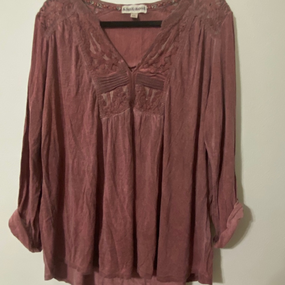 Boho mauve 3/4 sleeve top